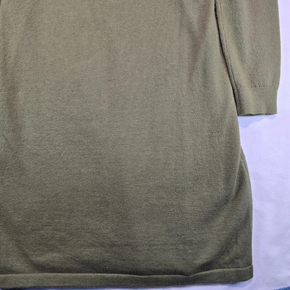 Talbots Womens Olive Green Long Sleeve V-Neck Polo Collar Sweater Dress Small - Picture 13 of 15